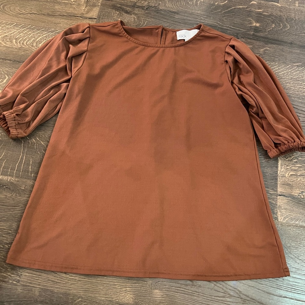 Brown Puff Sleeve Top Nordstrom Rack Small‎